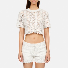 Mid-Rise Floral Lace Shorts