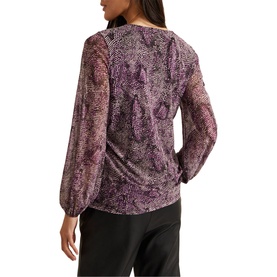 Elyza Snake-Print Mesh Blouse