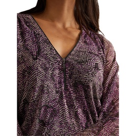 Elyza Snake-Print Mesh Blouse