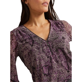Elyza Snake-Print Mesh Blouse