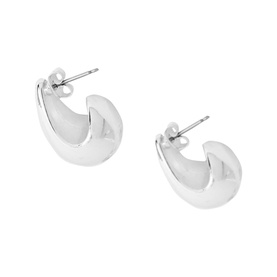 Silver-Tone Dome Drop Earrings