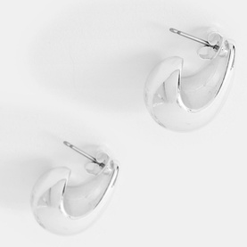 Silver-Tone Dome Drop Earrings