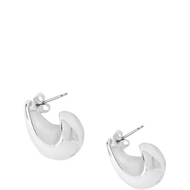 Mint Velvet Silver-Tone Dome Drop Earrings in silver, chunky curved dome shape with stud and butterfly back fastening, pair shown
