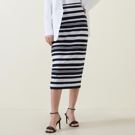 High-Rise Striped Pencil Skirt