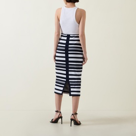 High-Rise Striped Pencil Skirt