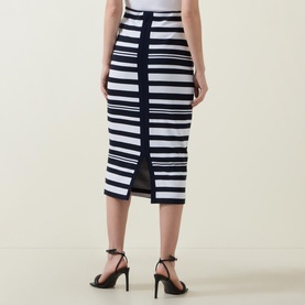 High-Rise Striped Pencil Skirt