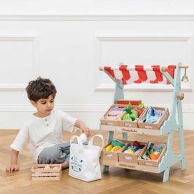 Wooden Market Stall & Fruit Play Food Crate