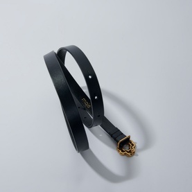 Clover Buckle Smooth Narrow Leather Belt