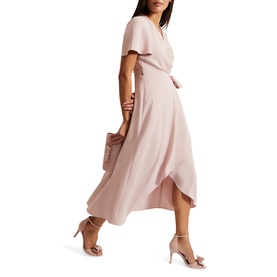 Julissa Flutter-Sleeve Wrap Dress