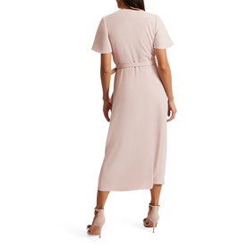 Julissa Flutter-Sleeve Wrap Dress