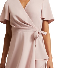 Julissa Flutter-Sleeve Wrap Dress