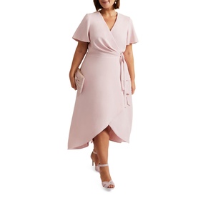 Julissa Flutter-Sleeve Wrap Dress