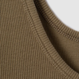 Reiss Violet Ribbed Tank Top in green, close-up of scoop neckline and ribbed texture detailing