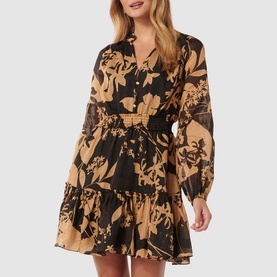Aubrey Shirred Floral Mini Dress