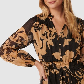 Aubrey Shirred Floral Mini Dress