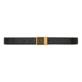 Croc-Embossed Logo Buckle Leather Belt