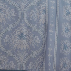 Appletree Alexia Duvet Set in blue, featuring ornate damask and floral trellis pattern in tonal blue and white cotton fabric