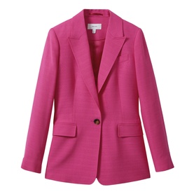 Reiss Hewey Single-Breasted Blazer in pink, textured finish, peak lapels, single button fastening, flap pockets, long sleeves