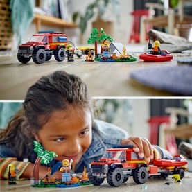 City 4x4 Fire Truck with Rescue Boat