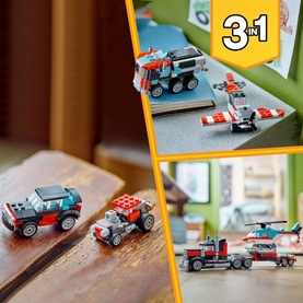 Creator 3in1 Flatbed Truck with Helicopter Building Set