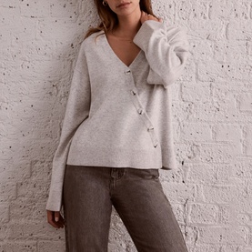 Asymmetric Button Placket Cardigan