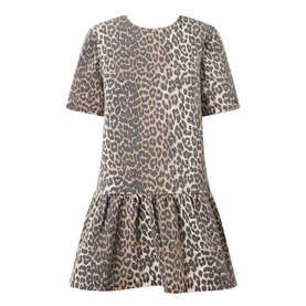 Leopard Print Denim Dress