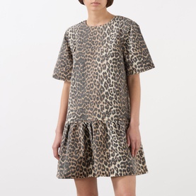 Leopard Print Denim Dress