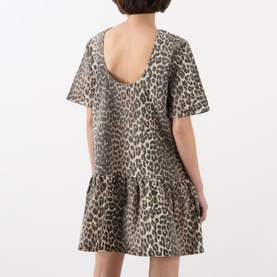 Leopard Print Denim Dress