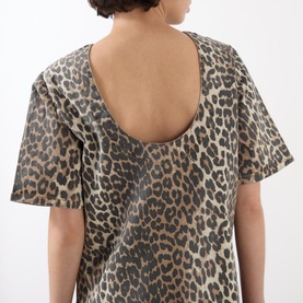Leopard Print Denim Dress