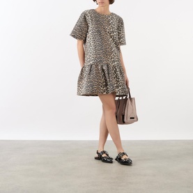 Leopard Print Denim Dress