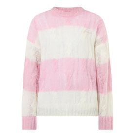 Striped Cable-Knit Sweater