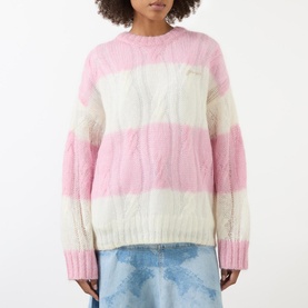 Striped Cable-Knit Sweater