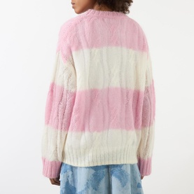 Striped Cable-Knit Sweater