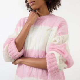 Striped Cable-Knit Sweater