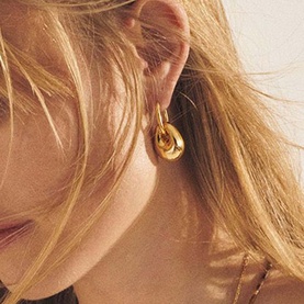 Golden Pebble Hoop Earrings