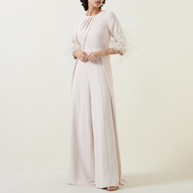 Feather-Embellished Jumpsuit