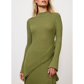 Ribbed Ruffle Dress