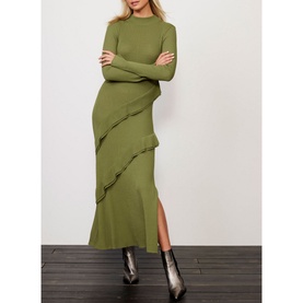 Ribbed Ruffle Dress