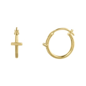Juvi Icon 9kt Bar Huggies in gold, small hoop earrings with hinged clasp and rectangular bar detail, 9kt gold