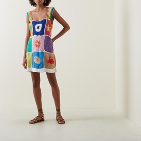 Crochet Patchwork Mini Dress