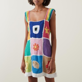Crochet Patchwork Mini Dress