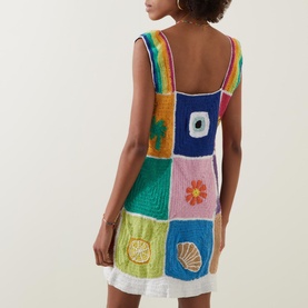 Crochet Patchwork Mini Dress