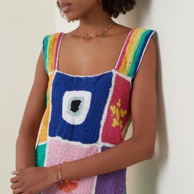 Crochet Patchwork Mini Dress
