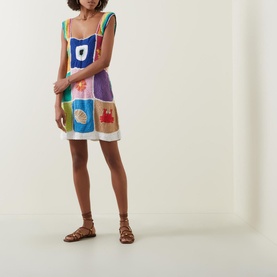 Crochet Patchwork Mini Dress