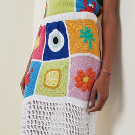 Crochet Patchwork Tassel Skirt