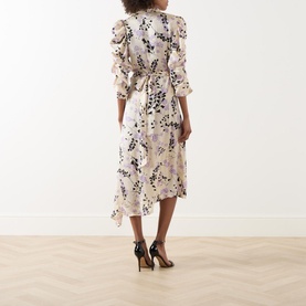 Olene Joe Floral Silk Wrap Dress