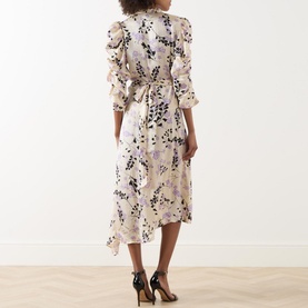 Olene Joe Floral Silk Wrap Dress