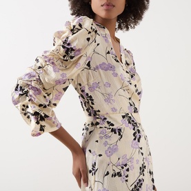 Olene Joe Floral Silk Wrap Dress