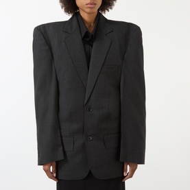 Oversized Single-Breasted Pinstripe Blazer