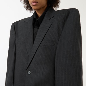 Oversized Single-Breasted Pinstripe Blazer